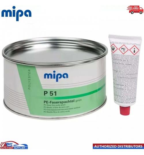 MIPA P51 FIBRE GLASS FILLER GREEN PUTTY WITH HARDENER 1.8KG